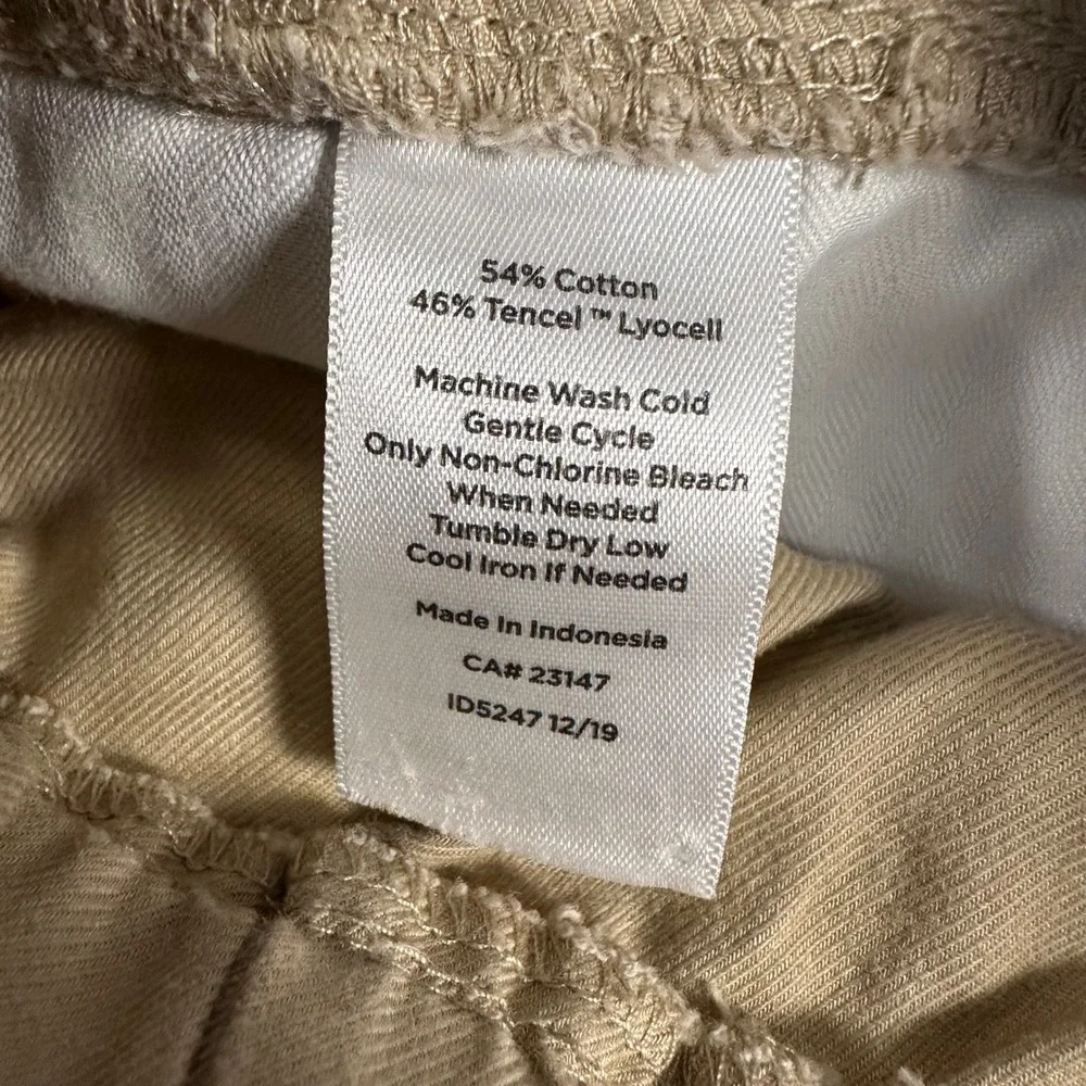 Talbots Womens Khaki Chino Pants Size 6 Elastic Waist Drawstring Cotton Tencel